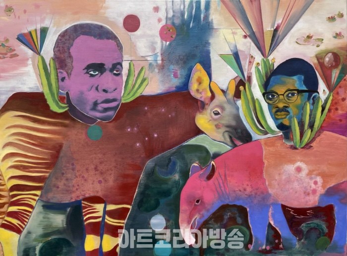 Basim Magdy, 거의 멸종된 동물과 죽은 혁명가의 축제 모임(2023). 작가 및 석고 갤러리 제공.