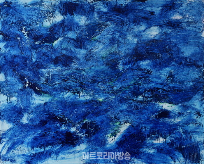 BLUE LIFE no 1, 227 x 181.8cm, pigment in medium on canvas, 2023