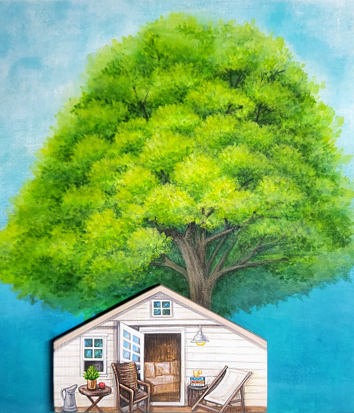 지유라 作 _ 케렌시아(Querencia) jiyura 30x30 acrylic on wood  2024 press│아트스페이스J CUBE1