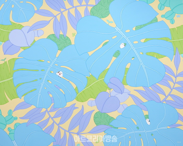이지훈, TIMESLIP-bluehour(광안대교), 80 × 200cm, 한지에 채색, 2022