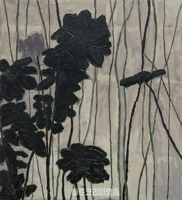 김홍석(b. 1964)〈Composition I〉2024Acrylic and heavy gel on canvas100 x 110 cmCourtesy of the artist and Kukje Gallery