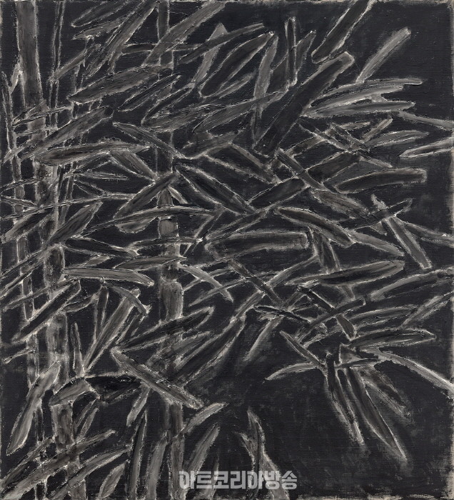 김홍석(b. 1964)〈Tension II (Homage to Qi Baishi)〉2024Acrylic and modeling paste on canvas100 x 110 cmCourtesy of the artist and Kukje Gallery