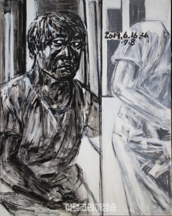 두개의 몸, 130 x 96.7cm, Acrylic on canvas, 2019