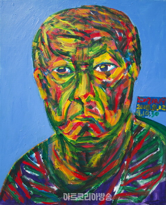자화상, Self-portrait 2018-04,  91 x72.8 cm, Acrylic on canvas, 2017, 2018