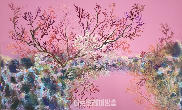 김정원 산호이야기 (핑크빛 이야기)-130X80 cm -Mixed media