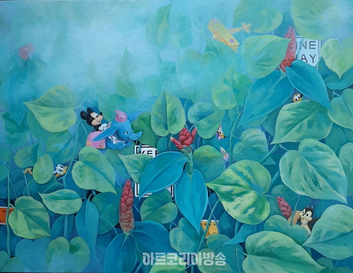 이현진, 숨겨진세상-MyToYLaND, acrylic on Koreanpaper, 40.9×53cm, 2023