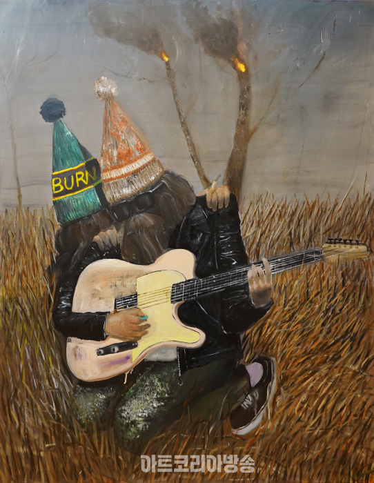 Ahn Jisan, 비를 태워라 (Burn The Rain) 005, 2024, Oil on canvas, 145.5 x 112.1 cm