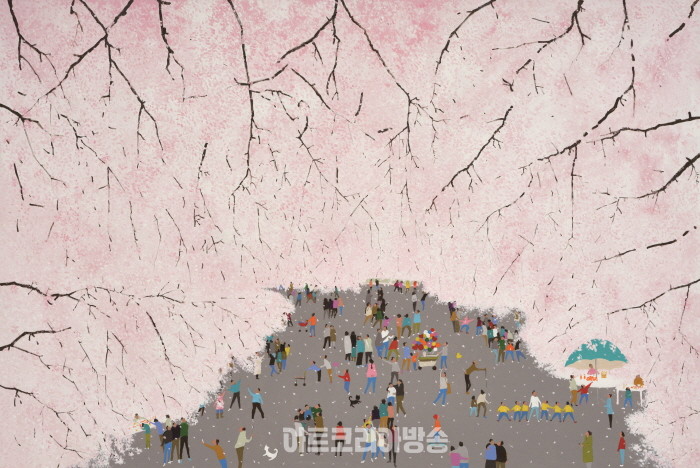 나강-벚꽃나들이-130.1x193.9cm, Acrylic on Canvas, 2024