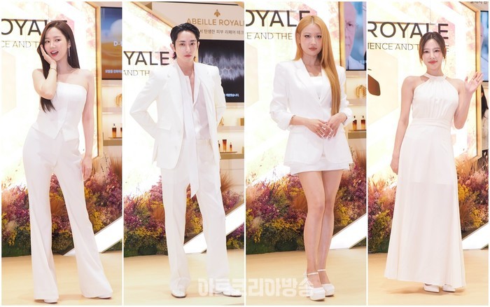 메종 겔랑 아베이 로얄 컬렉션 신제품 출시 팝업 스토어(사진 왼쪽부터 박민영-이수혁-이사배-이나연) 2024.04.06 사진 ⓒ아트코리아방송 이용선 기자​