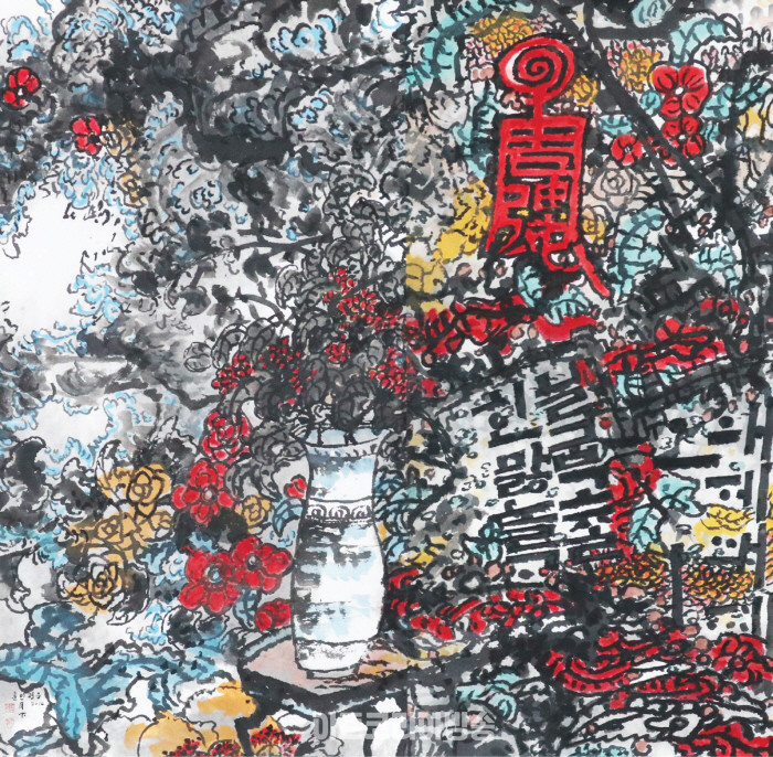 훈민정음 한국화, 147x143cm, 2014