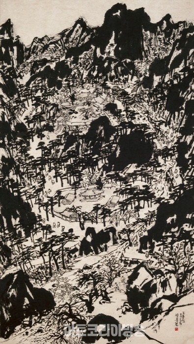 박종걸, 도봉산, 한지에 수묵, 200x130cm, 2020