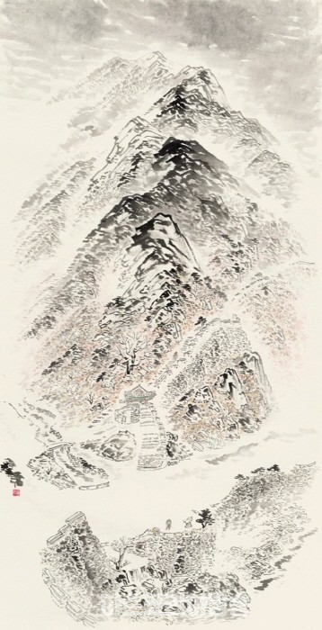 박창수, 남한산성 동문 II, 145x75.5cm, 한지에 수묵담채, 2024