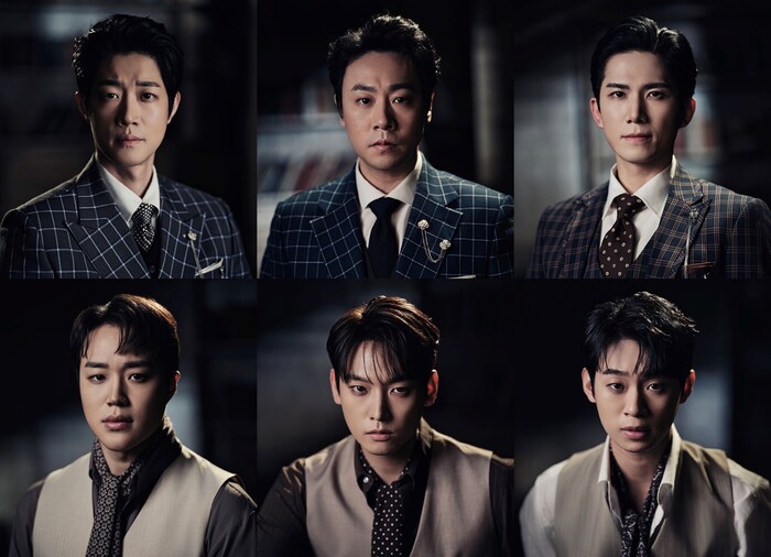 뮤지컬 '에밀' 배우 프로필(좌상단부터 박영수, 박유덕, 정동화, 구준모, 인성, 정지우) 제공 프로스랩