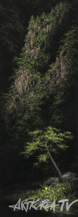 김춘재, Tiny wood,  107X39cm, oil on canvas, 2023