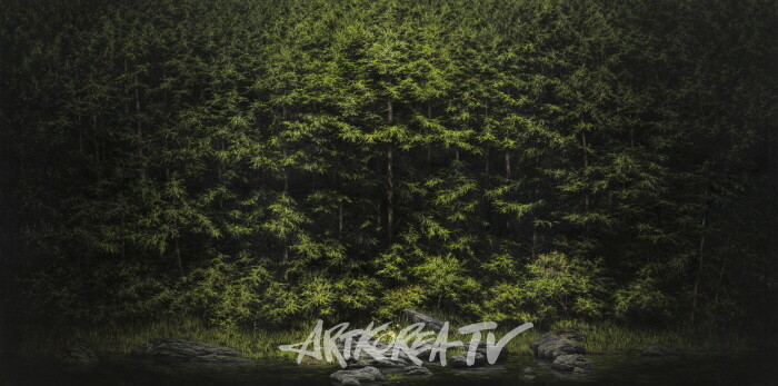 김춘재, Tiny wood, oil on canvas, 193.9 x 391 cm, 2023