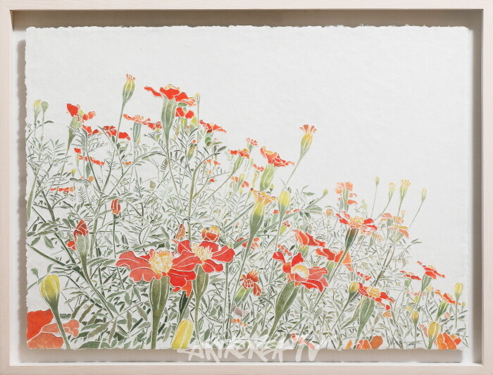 김영란, 끌림(attraction), 한지에 채색, 68x89cm, 2023