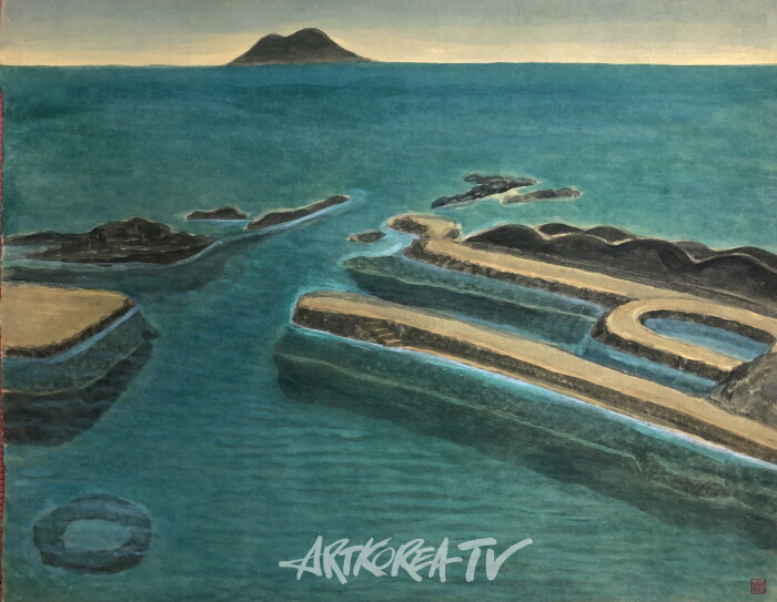 수원 조들케 고망물, 엉물, 45×51cm, 장지에 채색, 2022