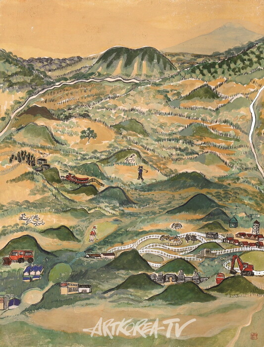 산장구마(山場駒馬), 53×41cm, 장지에 채색, 2021