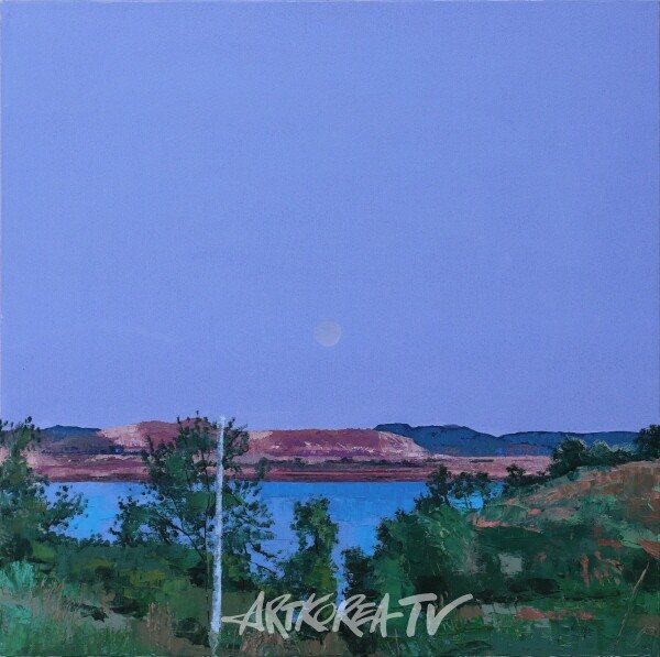 두고온 산하-북녁마을이 보이는 압록강변01-(50cm x 50cm x 5cm/oil on canvas/2024)