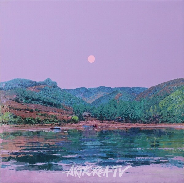 두고온 산하- 북녘마을이 보이는 압록강 잔물결 -  (90cm x90cm x 5cm/ oil on canvas / 2024)