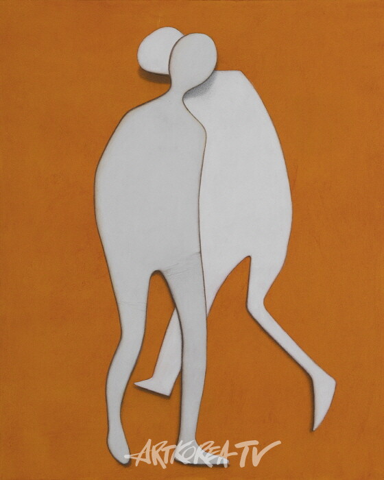 친구1 (Mate), 91x73cm, 캔버스에 돌가루, 아크릴릭, 2024