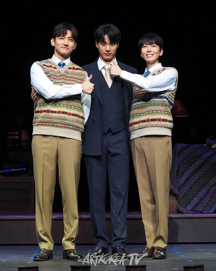 뮤지컬 '벤자민 버튼' 프레스콜(벤자민 버튼 역 심창민-김성식-김재범). 2024.05.16 사진 ⓒ아트코리아방송 이용선 기자​