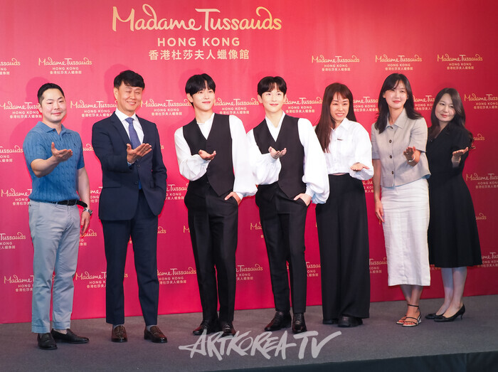마담 투소 홍콩의 배우 임시완 밀랍인형 공개 행사(김윤호 지사장, 배우 임시완, 보보 유 총괄) 2024.06.05 사진 ⓒ아트코리아방송 이용선 기자
