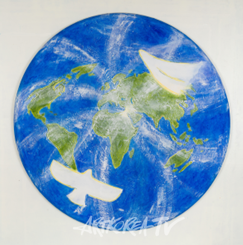 From the four winds, 118.3×118.3cm, mixed media on canvas, 2024