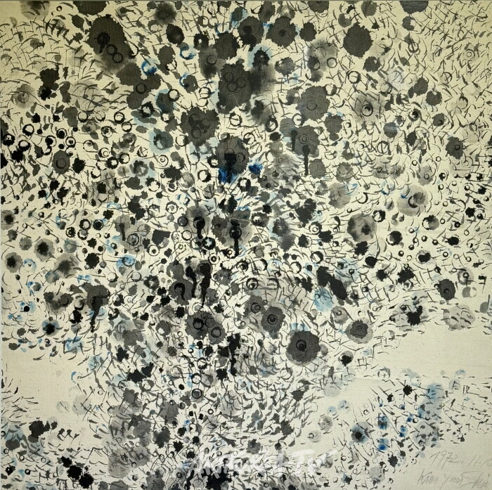 김윤신, 성좌의 신화, 1972, 종이에 잉크, 76×76cm