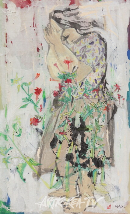 제주 여성의 삶-슬픔의 세월1, 80×49cm, Mixed media, 2023 복사