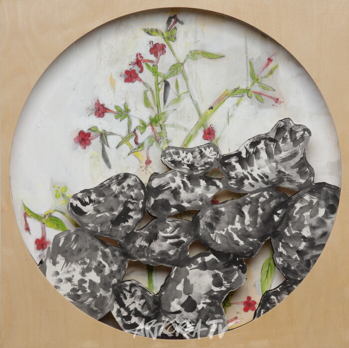 향기에 취하다, 59×59cm, Mixed media, 2023 복사