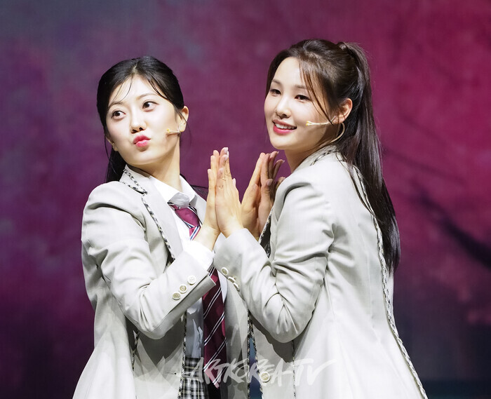 뮤지컬 '4월은 너의 거짓말'프레스콜(사와베 츠바키 역 박시인, 황우림) 2024.07.04 사진 ⓒ아트코리아방송 이용선 기자