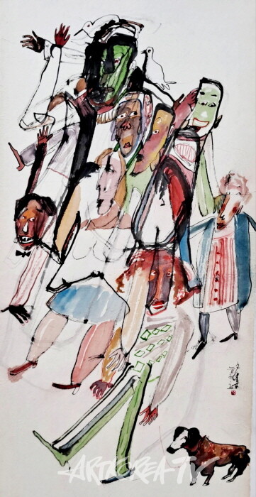 많은 중생, 117 x 16cm,  한지, 2024