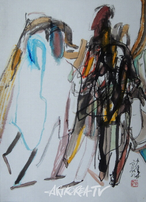 인간관계,  34 x 47cm, 한지, 2024