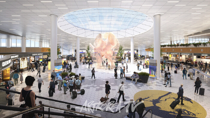 존 F. 케네디 국제공항의 신축 제6터미널 디지털 렌더링 (내부)