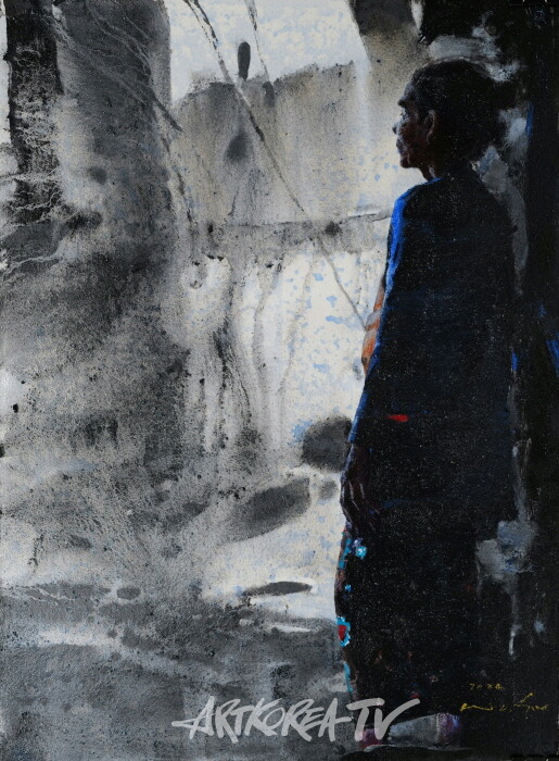 심우채作,라오스인상2402,57x77cm,watercolor on paper,2024