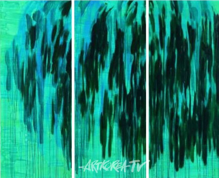 빗속의 버드나무 202332(좌), 빗속의 버드나무 202333(가운데), 빗속의 버드나무 202334(우),