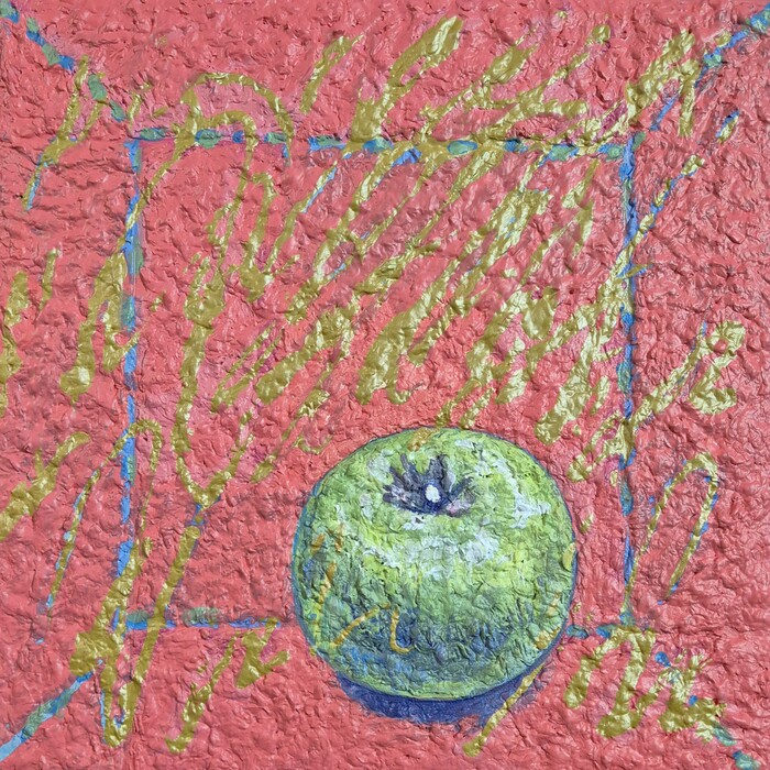 박승순 작가- 화가의 사과 학습, 30x30 ,캔버스, 아크릴물감,업사이클링 종이점토