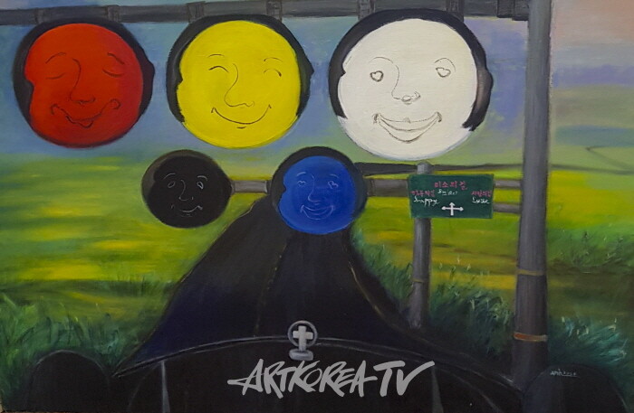 신호등이 웃어 준다면 130.3x89.4 oil on canvas