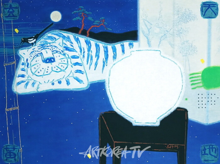 제15회 광주국제미술전람회 '아트광주24'-조병완달항아리를 감상하는 호랑이