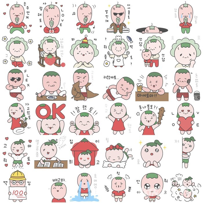 이보람(호남대 산업디자인학과), 토마토 가족 이모티콘, 캐릭터 디자인 _ 2024 예술대학 졸업전시 오색윤슬(ACC)