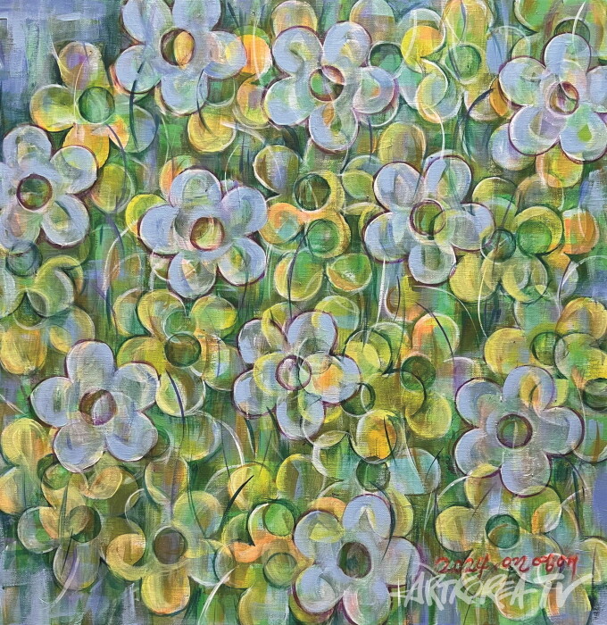 연영애, Overlap. Long summer, 60.5x60.5cm, Acrylic on canvas, 2024 [무심회화회]