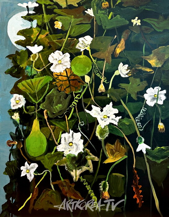 [Johyun Gallery] Kim Chong Hak, Bottle Gourd Flower, 2023, Acrylic on Canvas, 117 x 91 cm