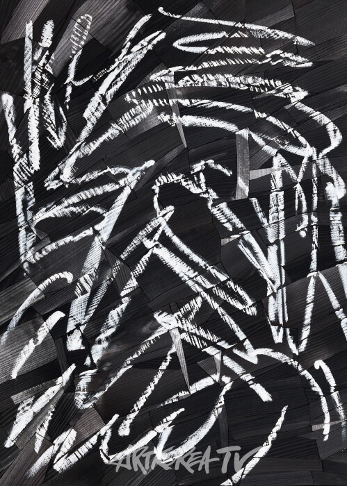 [Johyun Gallery] Lee Bae, Issu du Feu White Line-a9, 2023, Charcoal on Canvas, 117 x 82 cm