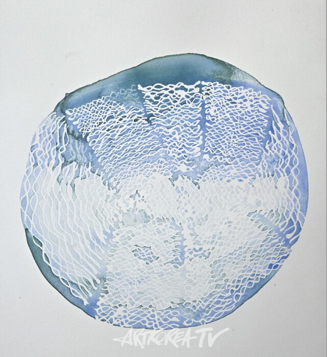 Dena Haden Woven Waters cm 28 x 36 watercolor on paper 2024