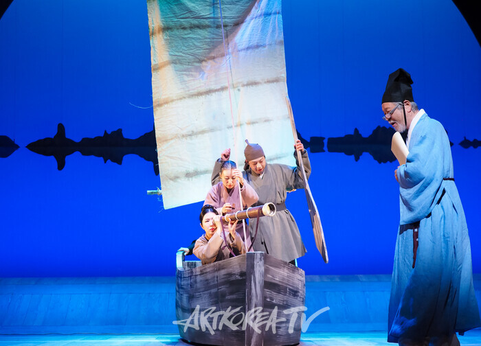 연극 '퉁소소리' 전막 프레스콜(홍도 역 최나라, 옥영 역 정새별, 몽석 역 윤준호, 노최척 역 이호재) 2024.11.11 사진 ⓒ아트코리아방송 이용선 기자​