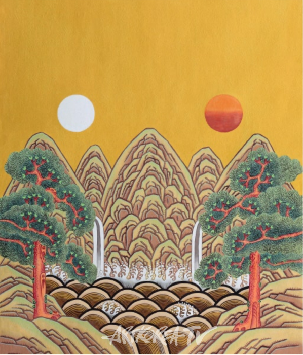 조수현 일월오봉도 순지에 채색 54x63cm 2024