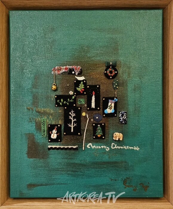 메리 크리스마스 22.0×27.3 아크릴, 자수, 비즈 2024