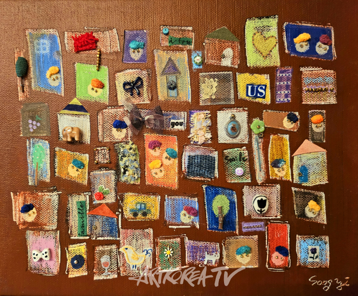 일상, 아크릴, 오일 파스텔, 비즈, 패브릭 등 27.3x22.0 2024