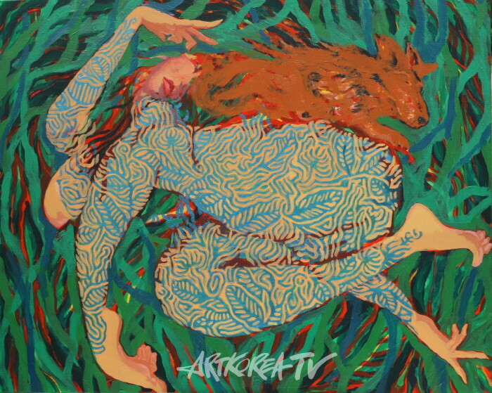 Dreaming woman, oil and acrylic on canvas, 162x130.3cm, 2023